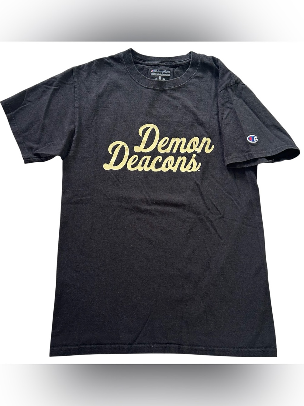 Champion Wake Forest Demon Deacons Men’s T-Shirt Script Spell Out Black size S